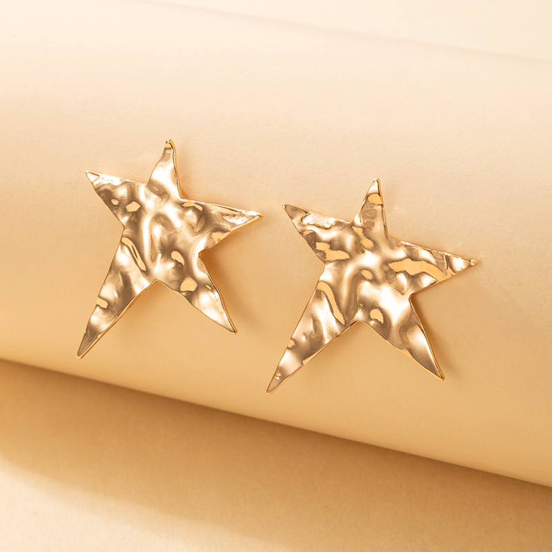 Simple fashion star golden fivepointed star earringspicture2