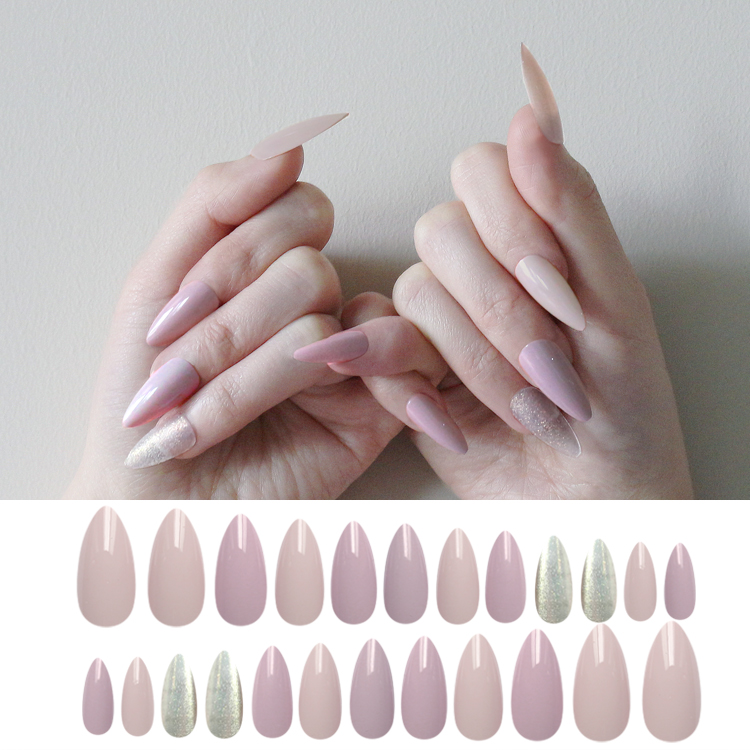 new bean paste color 24 pieces of finished fake nail boxpicture1