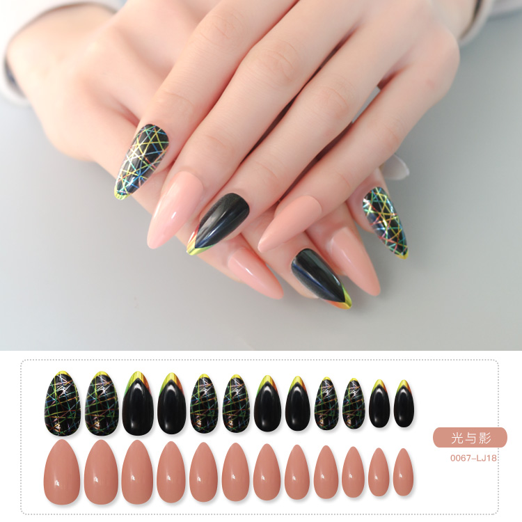 Fashion pointed finished almond nail stripspicture1