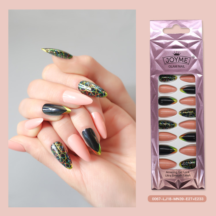 Fashion pointed finished almond nail stripspicture3