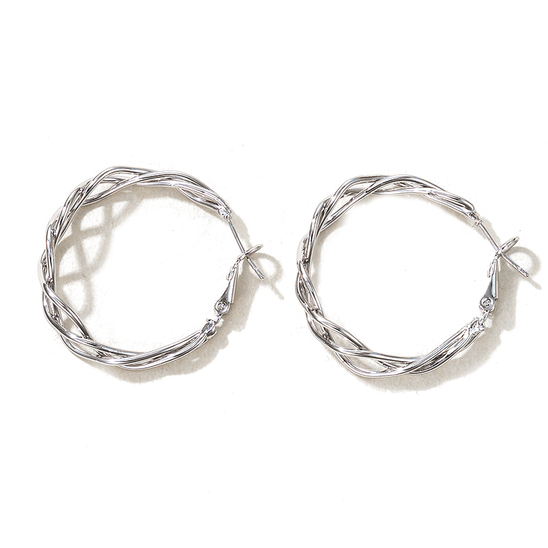 simple Cshaped twist circle geometric alloy earringspicture6