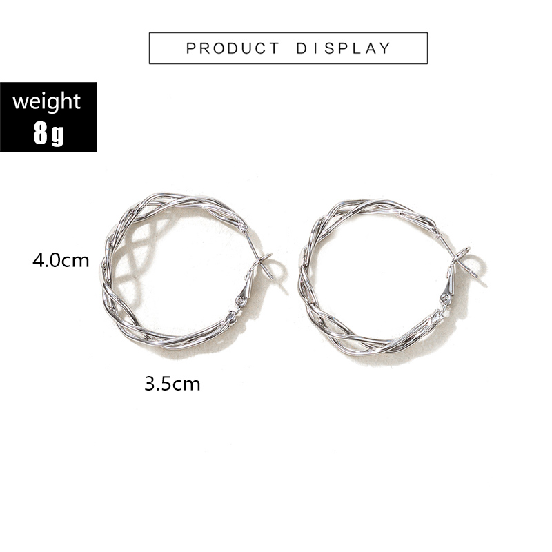simple Cshaped twist circle geometric alloy earringspicture7