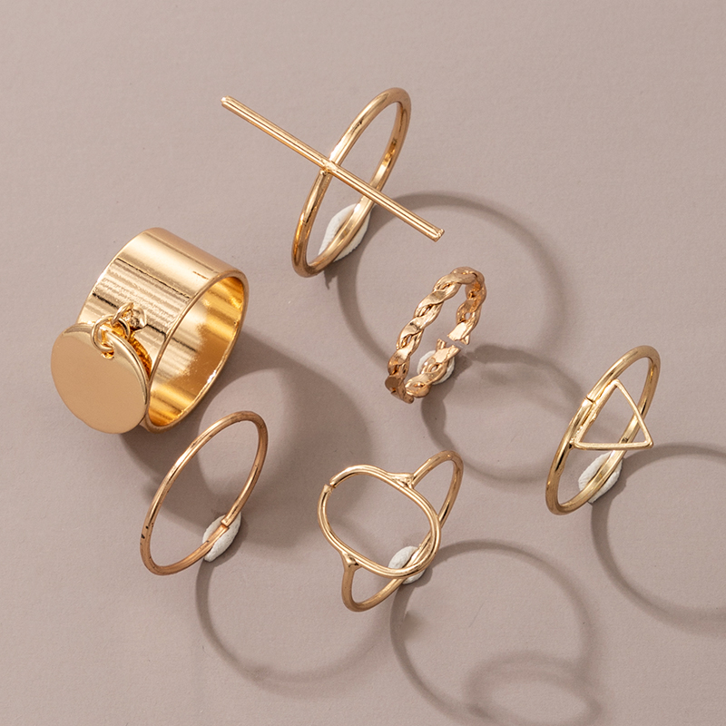 fashion golden twist geometric ring 6piece setpicture1