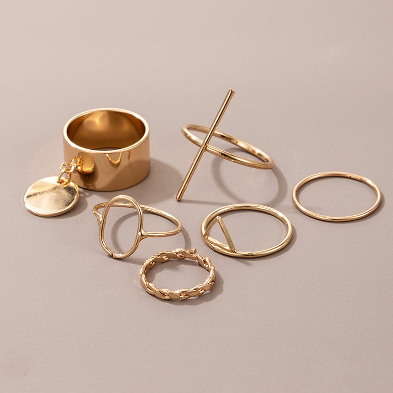 fashion golden twist geometric ring 6piece setpicture2
