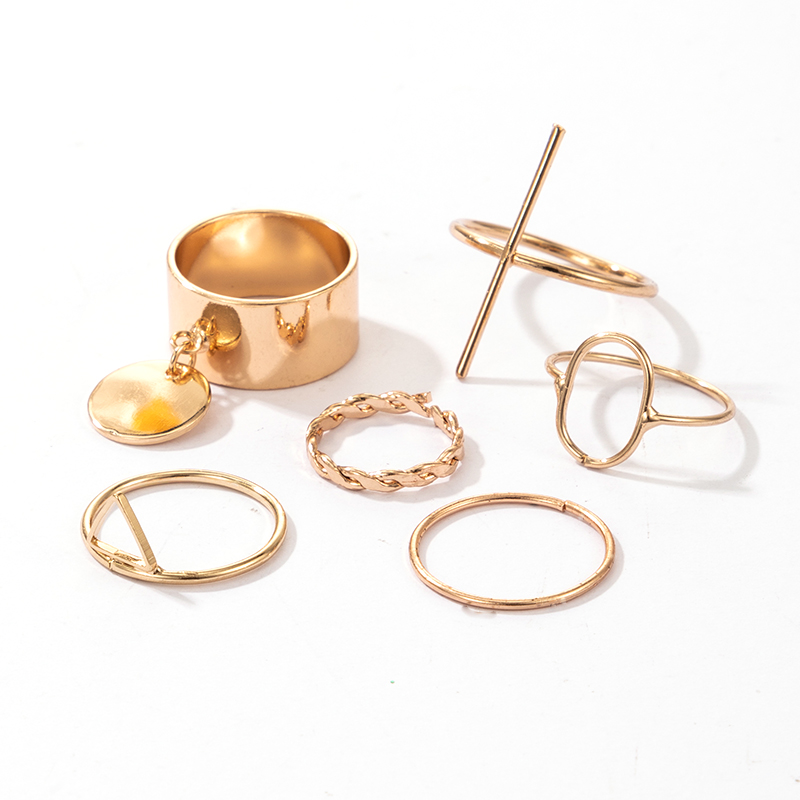 fashion golden twist geometric ring 6piece setpicture4