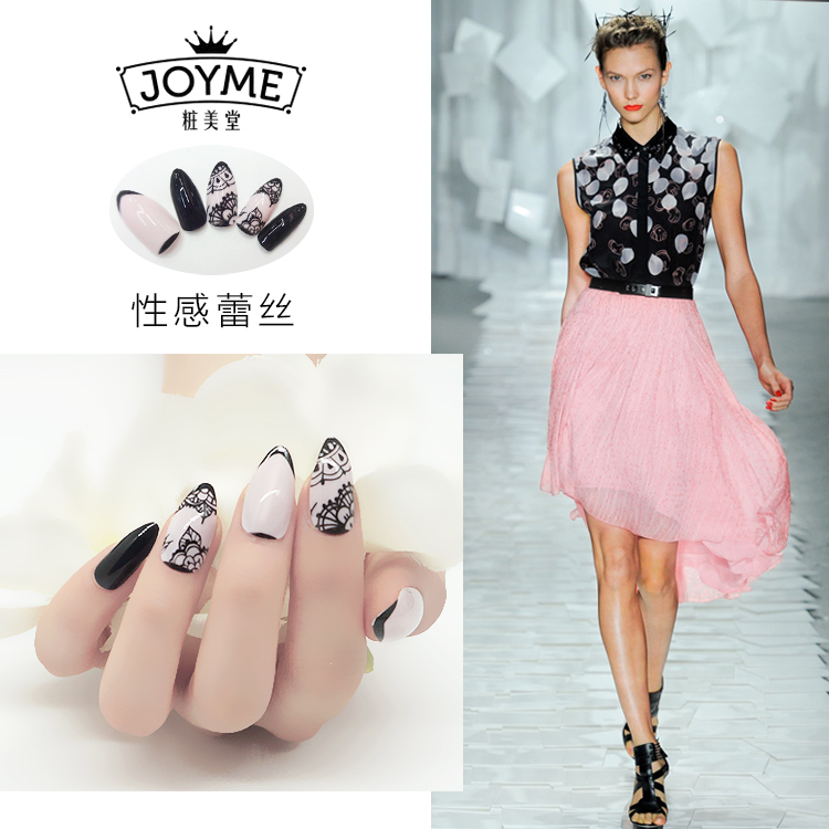 fashion 24 pieces of water drop printed nail piecespicture1
