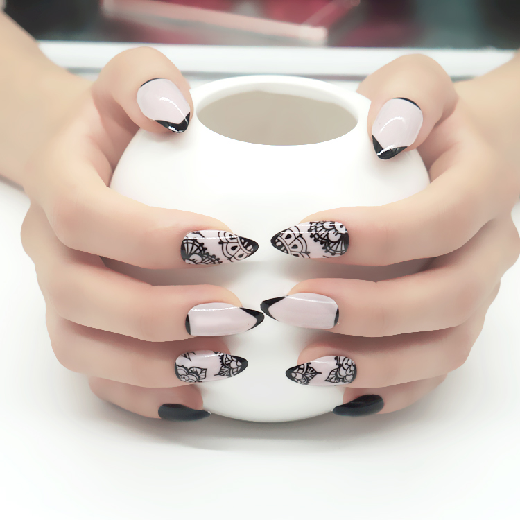 fashion 24 pieces of water drop printed nail piecespicture5