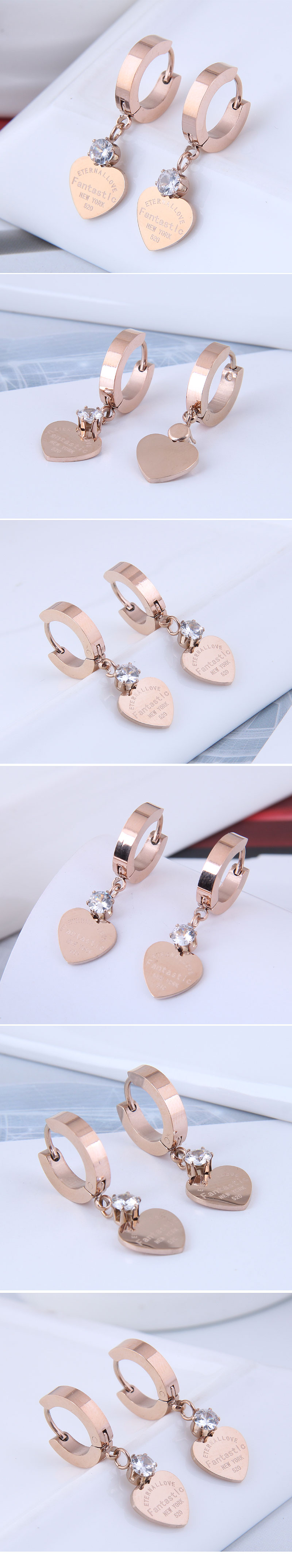 fashion titanium steel peach heart earrings wholesalepicture1
