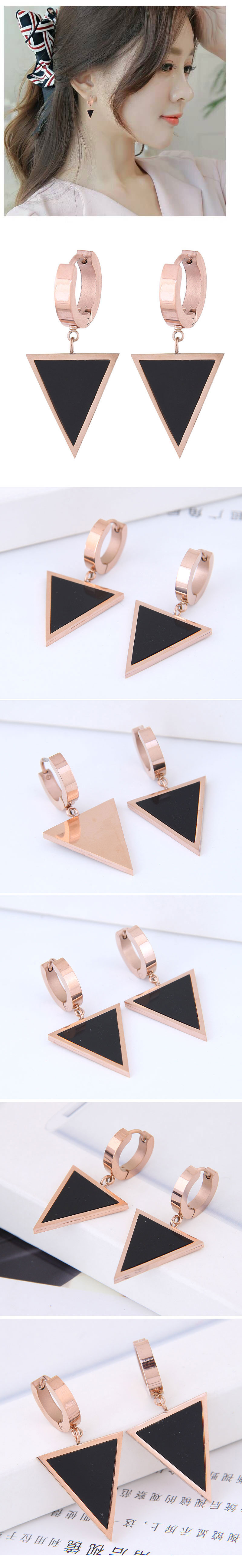 Fashion Titanium Steel Black Triangle Stud Earringspicture1