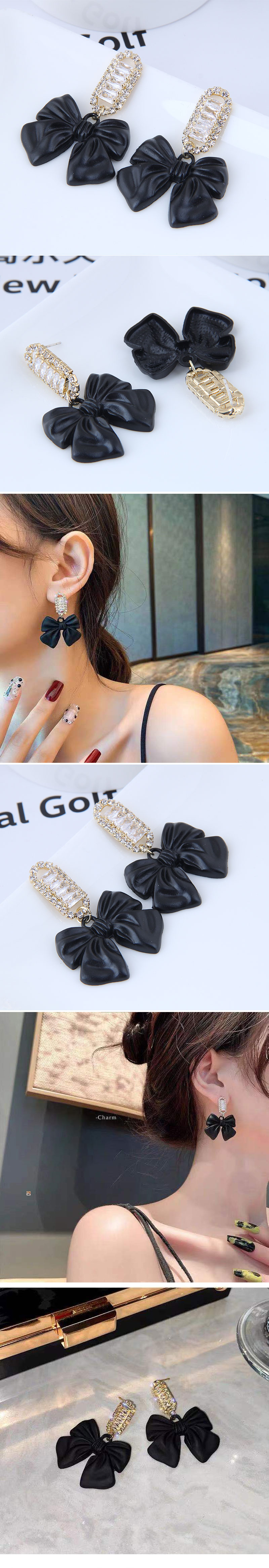 fashion metal simple black bow earringspicture1