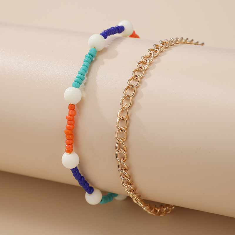 Bohemian hit color rice bead bracelet 2 piece setpicture1