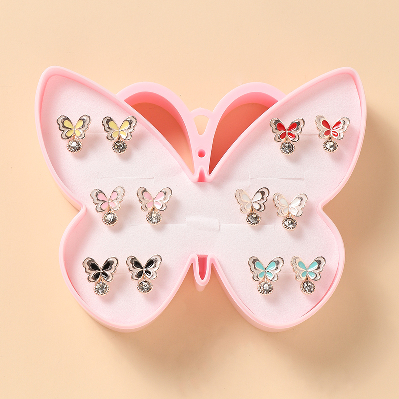 Cartoon Butterfly Stud Earrings Childrenu0027s Jewelry Gift Set