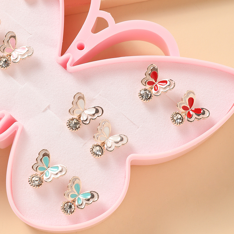 Cartoon Butterfly Stud Earrings Childrenu0027s Jewelry Gift Set