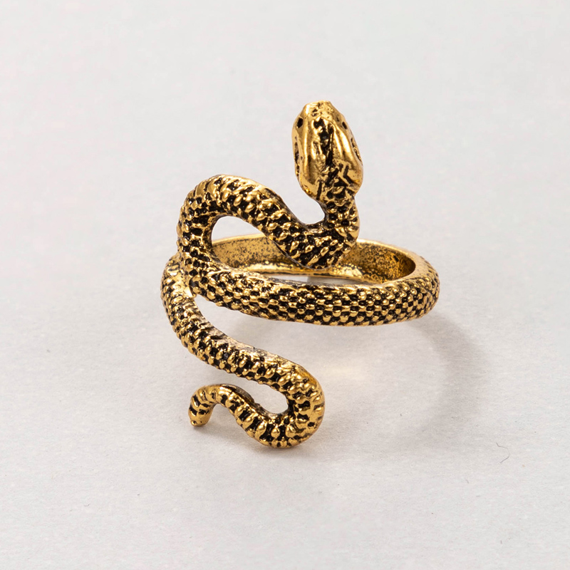 nihaojewelry punk style snake print ring wholesale jewelry