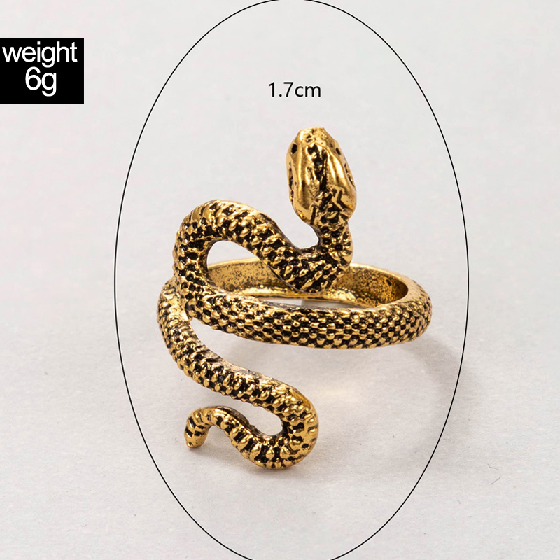 nihaojewelry punk style snake print ring wholesale jewelry