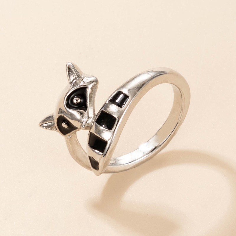 Nihaojewelry creative raccoon animal open ring Wholesale jewelry