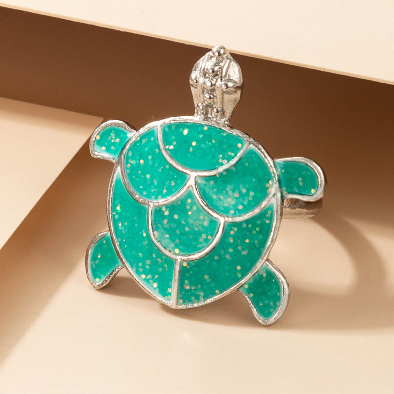 Nihaojewelry wholesale jewelry new alternative green turtle shape alloy ring