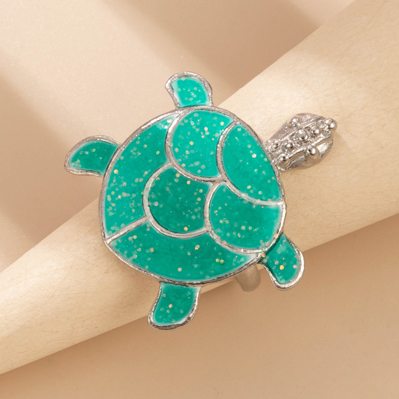 Nihaojewelry wholesale jewelry new alternative green turtle shape alloy ring