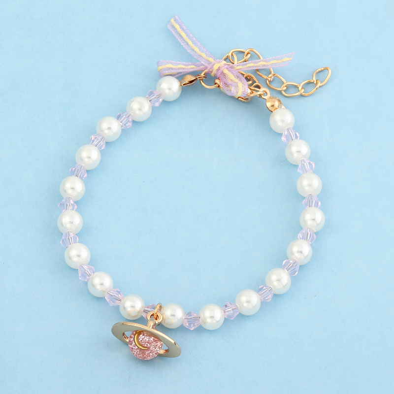 Nihaojewelry wholesale jewelry simple natural pearl pink Saturn diamond bracelet