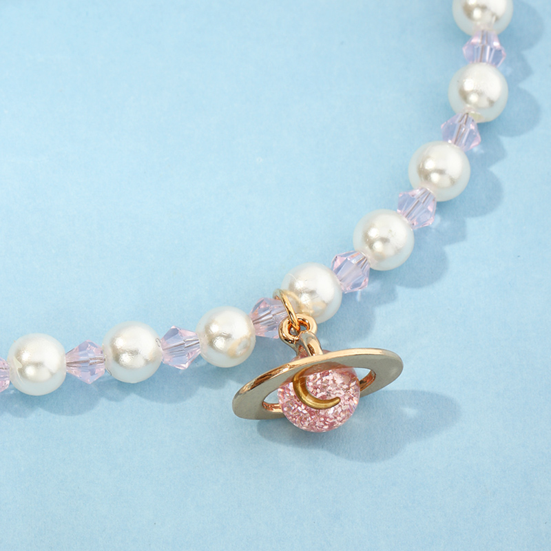 Nihaojewelry wholesale jewelry simple natural pearl pink Saturn diamond bracelet