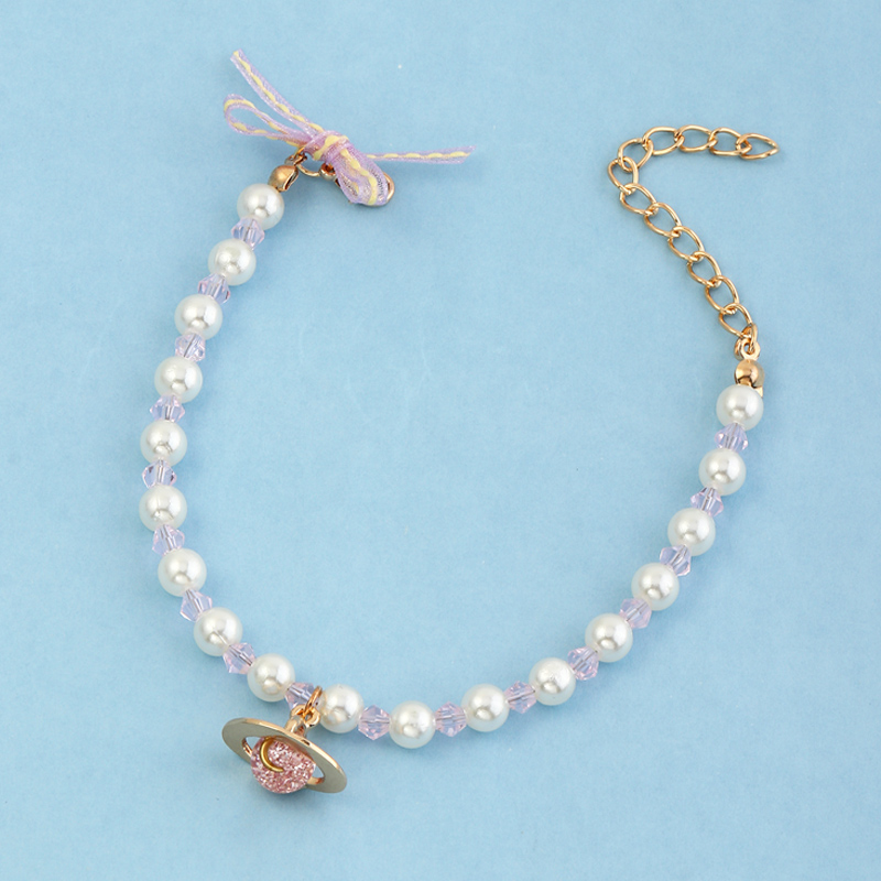 Nihaojewelry wholesale jewelry simple natural pearl pink Saturn diamond bracelet