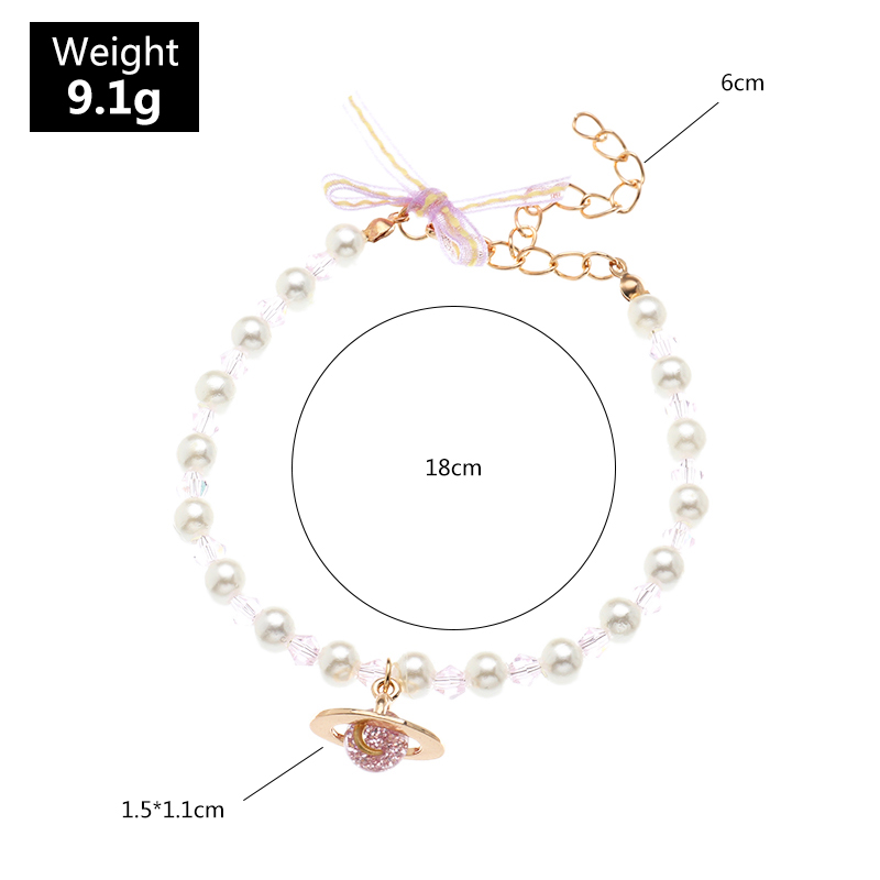 Nihaojewelry wholesale jewelry simple natural pearl pink Saturn diamond bracelet