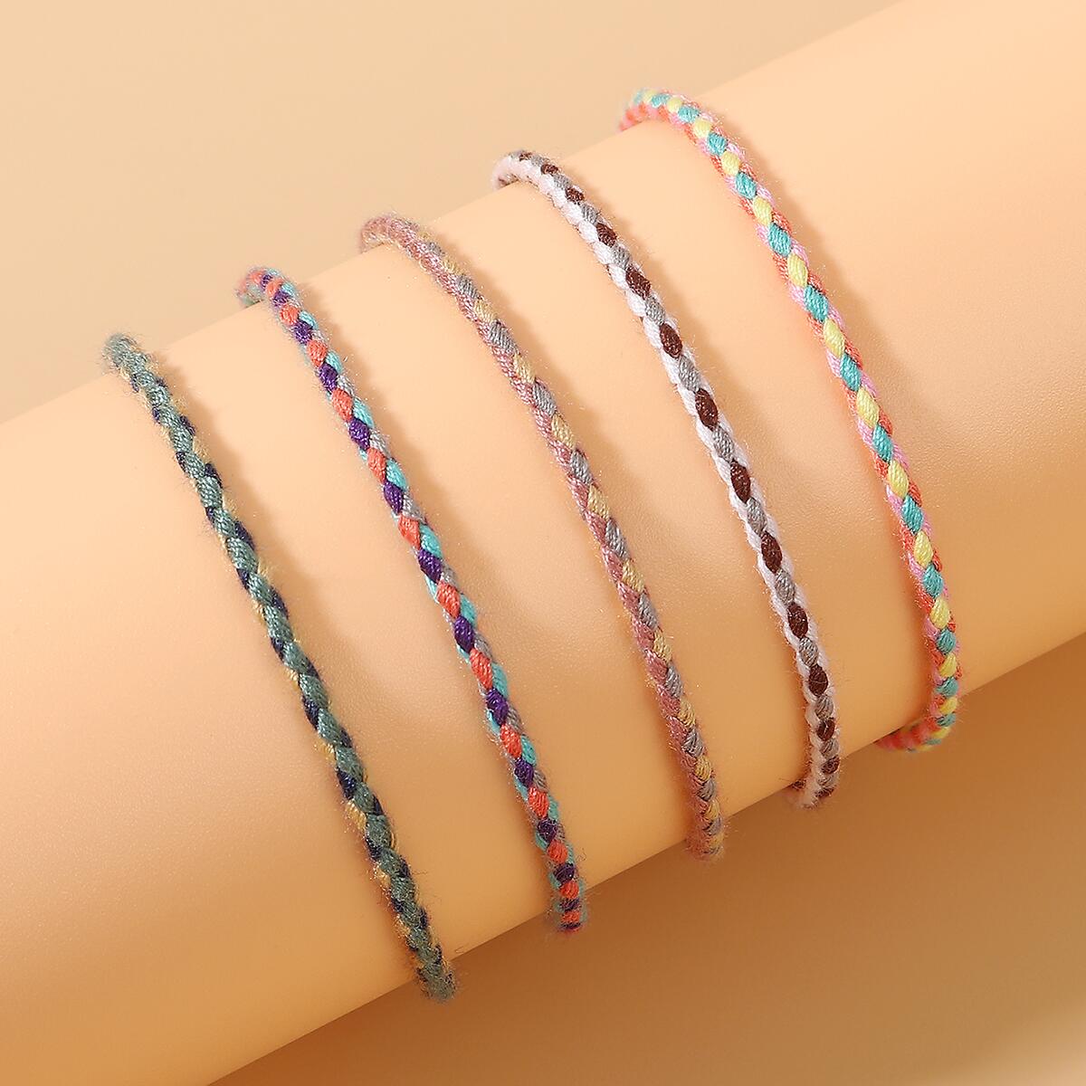 Nihaojewelry wholesale jewelry simple colorful braided rope bracelet setpicture1