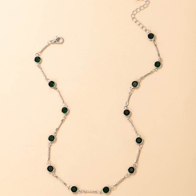 Nihaojewelry bijoux en gros mode collier court monocouche en strass vertpicture1