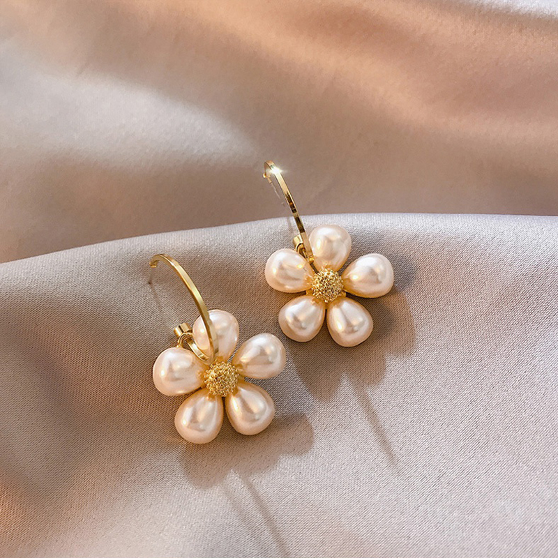 Nihaojewelry wholesale jewelry simple pearl flower alloy earringspicture6