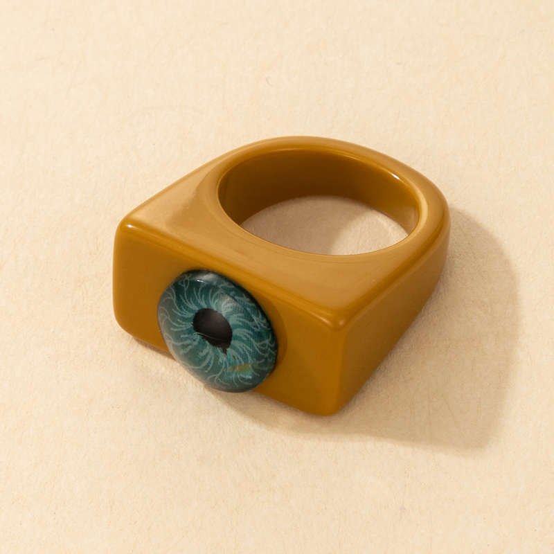 wholesale punk style brown angel eyes square joint ring Nihaojewelry