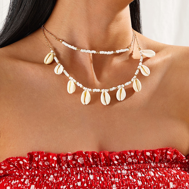 Nihaojewelry Grohandel Schmuck neue bhmische Muschel Quaste Perle Doppelschicht Halskettepicture3