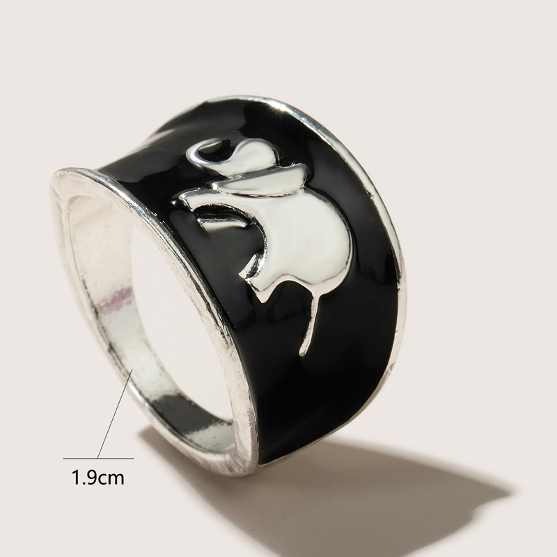 Nihaojewelry wholesale jewelry new simple black oil dripping elephant shape ring