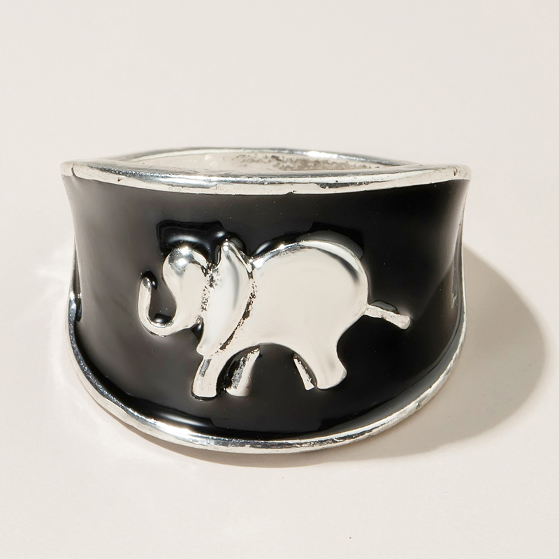 Nihaojewelry wholesale jewelry new simple black oil dripping elephant shape ring