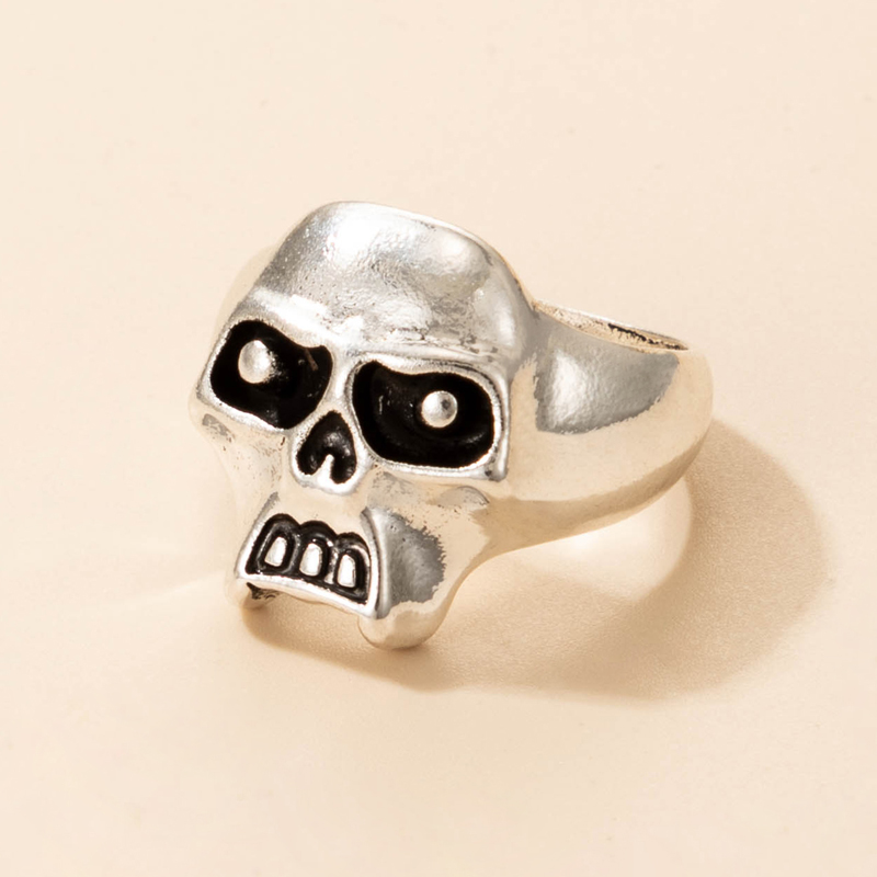 Nihaojewelry wholesale jewelry simple new silver skull shaped joint ring