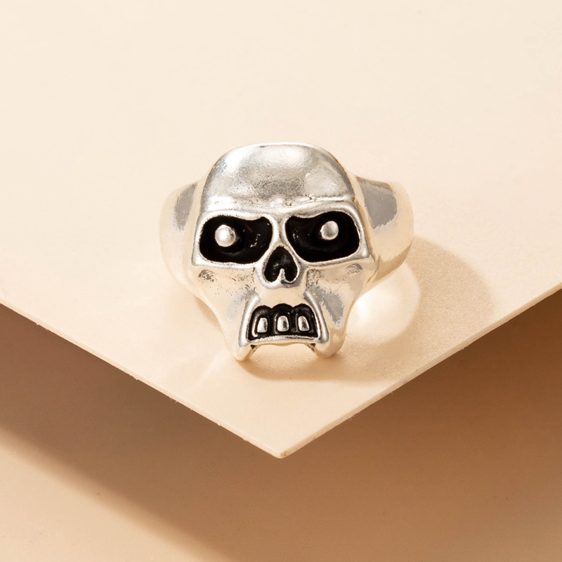 Nihaojewelry wholesale jewelry simple new silver skull shaped joint ring