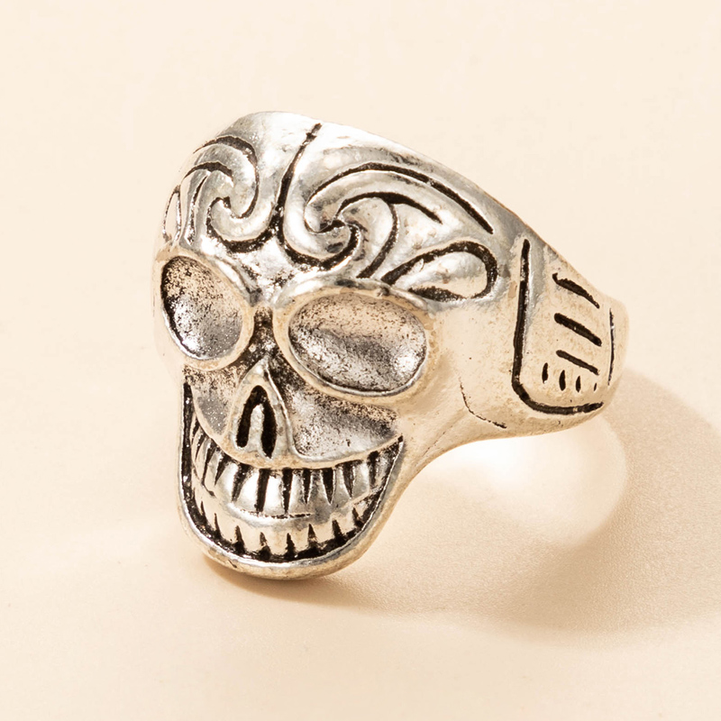 Nihaojewelry wholesale jewelry punk silver skull toothy smile ring