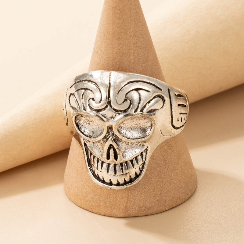 Nihaojewelry wholesale jewelry punk silver skull toothy smile ring