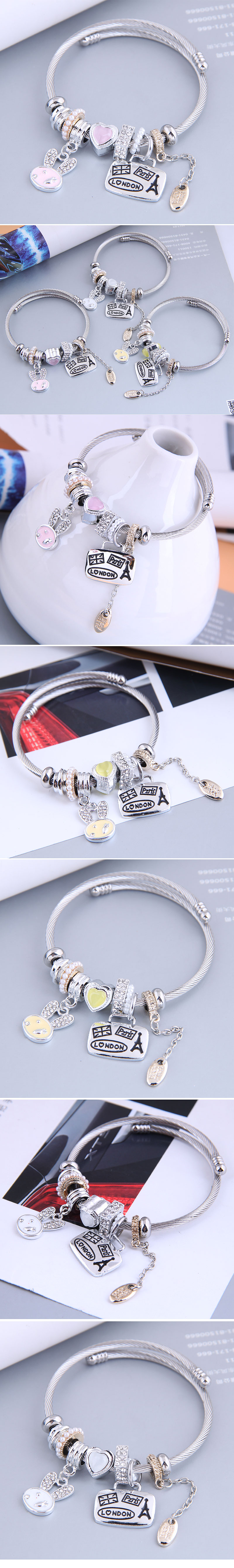 Nihaojewelry wholesale jewelry fashion rabbit shield multi-element pendant bracelet