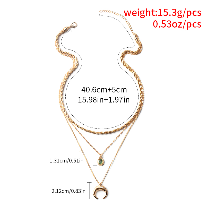 wholesale jewelry fashion moon geometric pendent multi-layer necklace Nihaojewelry