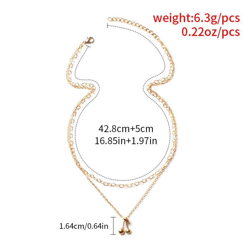 wholesale jewelry fashion peach heart cherry pendent multi-layer necklace Nihaojewelry