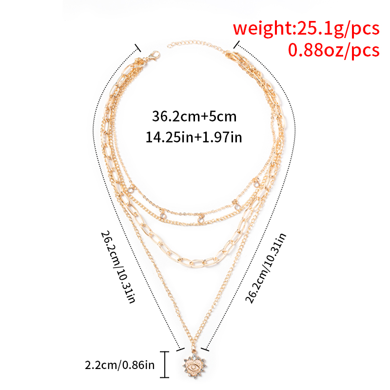 Wholesale Jewelry Fashion Peach Heart Eyes Pendent Multi-layer Necklace Nihaojewelry