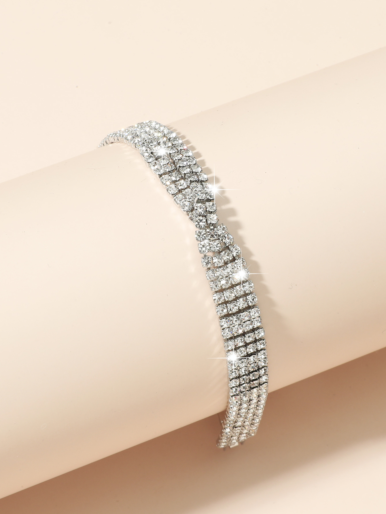 Korean full diamond shiny multi-row white diamond goddess bracelet