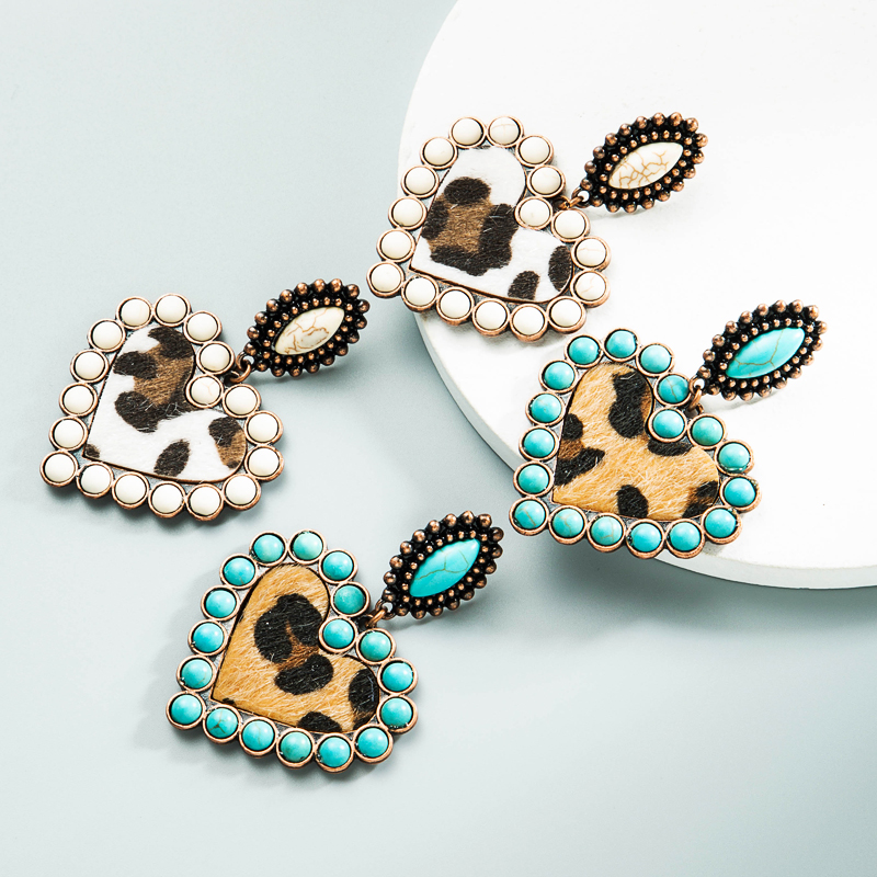 wholesale jewelry bohemia heartshaped earrings leather earrings Nihaojewelrypicture2