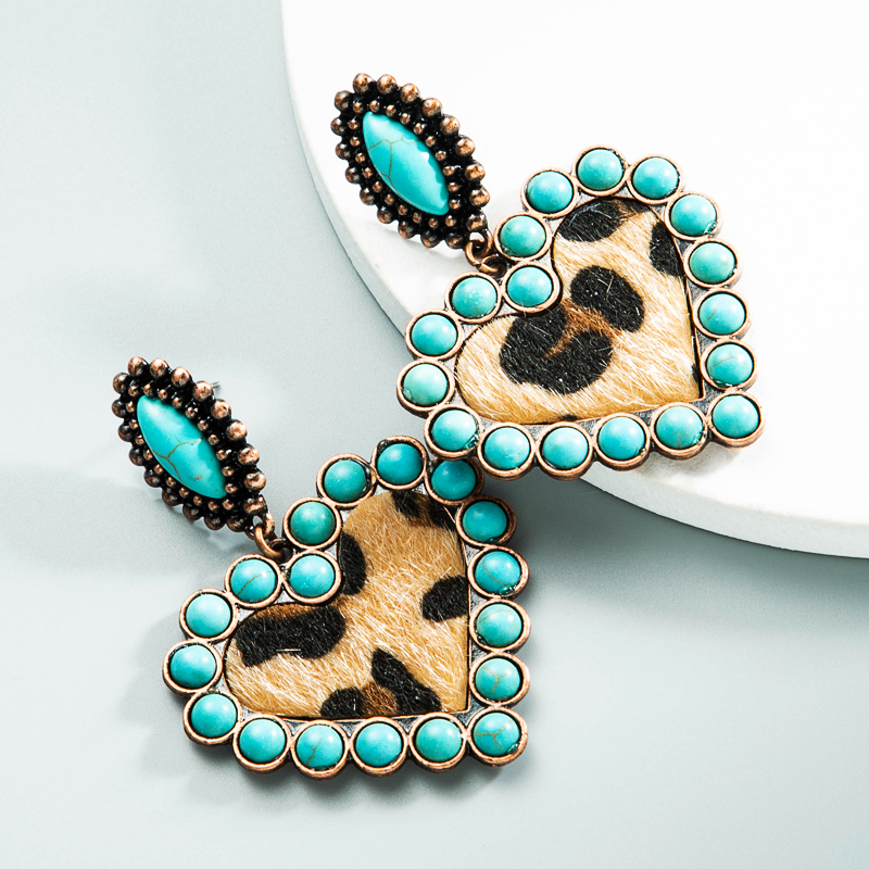 wholesale jewelry bohemia heartshaped earrings leather earrings Nihaojewelrypicture3