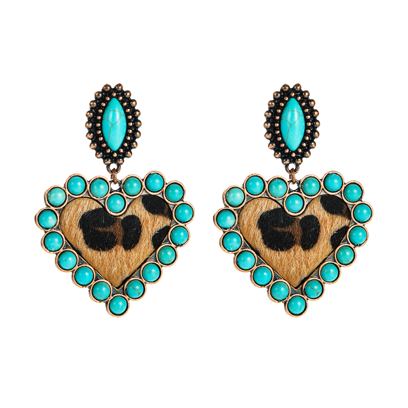 wholesale jewelry bohemia heart-shaped earrings leather earrings Nihaojewelry