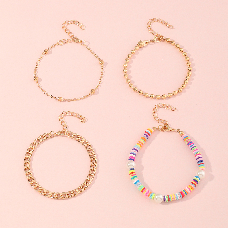 wholesale jewelry flower beads splicing chain bracelet set nihaojewelrypicture2