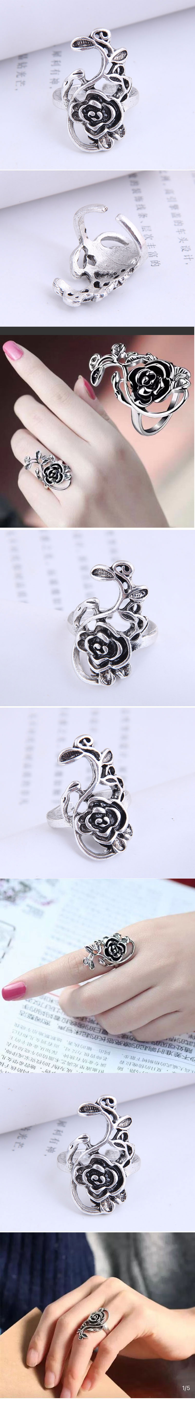 wholesale jewelry retro rose hollow open ring Nihaojewelry