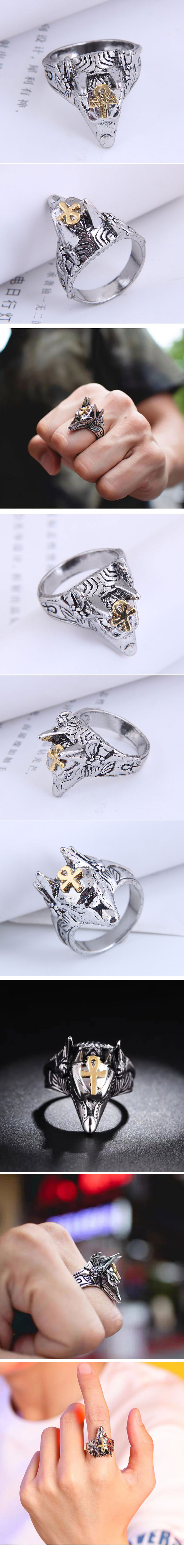 wholesale jewelry retro wolf head shape ring Nihaojewelry