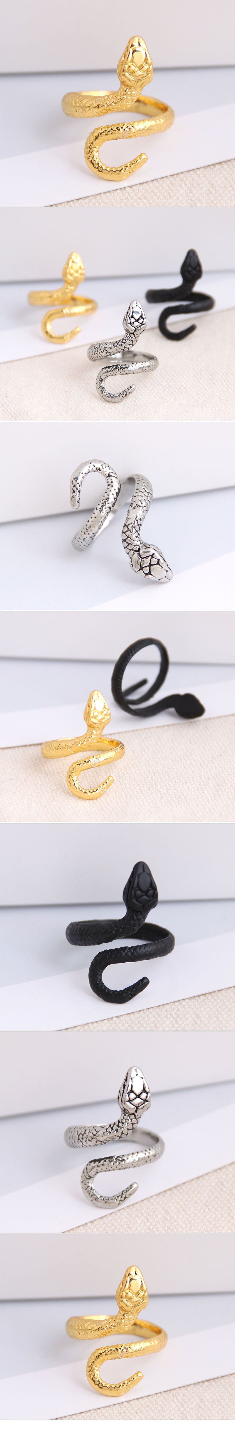 wholesale jewelry simple metal auspicious geometric snake open ring Nihaojewelry