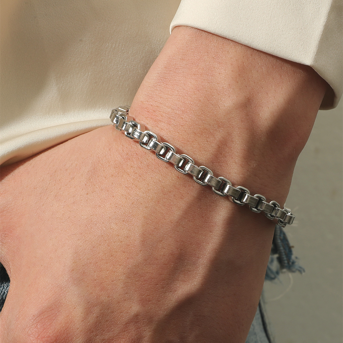 wholesale jewelry square splicing titanium steel bracelet Nihaojewelrypicture1